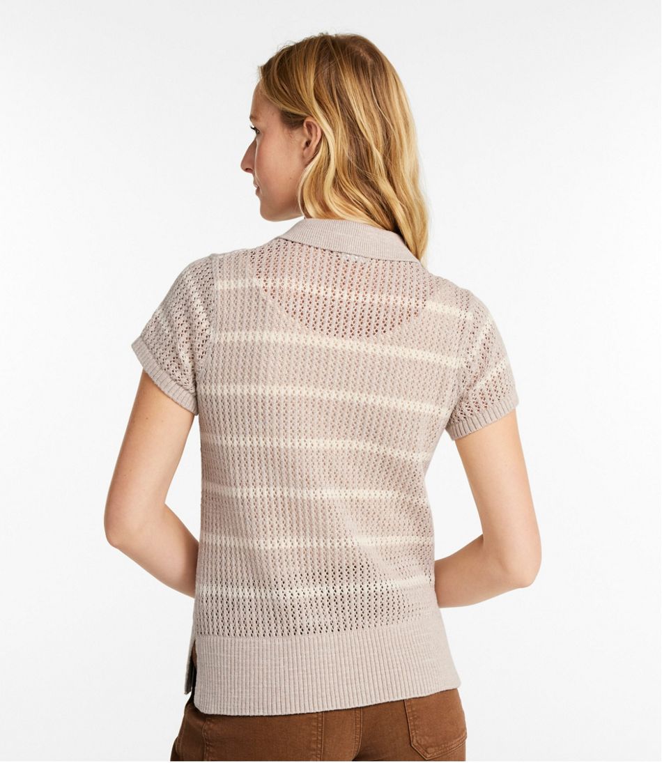 L.L.BeanWomen's Organic Cotton Slub Pointelle Sweater, Polo