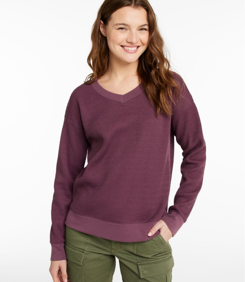 L.L.BeanWomen's Birchwood Brushed Waffle Top, V-Neck