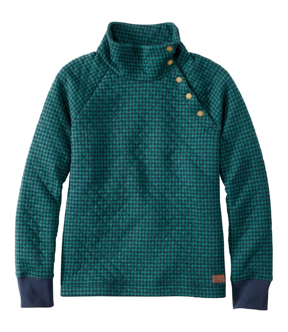 L.L.BeanWomen's Quilted Sweatshirt, Snapneck Pullover Print