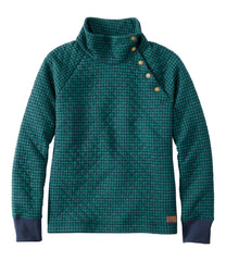 L.L.BeanWomen's Quilted Sweatshirt, Snapneck Pullover Print