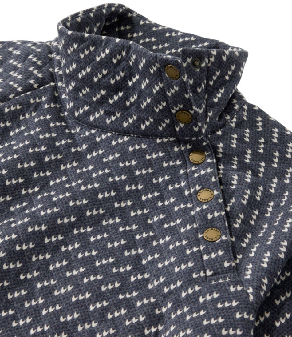 L.L.BeanWomen's Quilted Sweatshirt, Snapneck Pullover Print