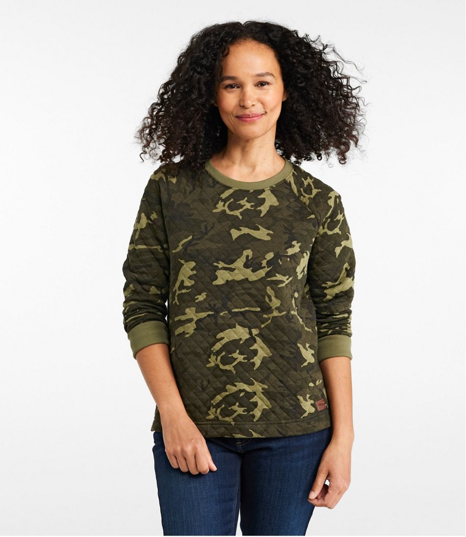 L.L.BeanWomen's Quilted Sweatshirt, Crewneck Pullover Print