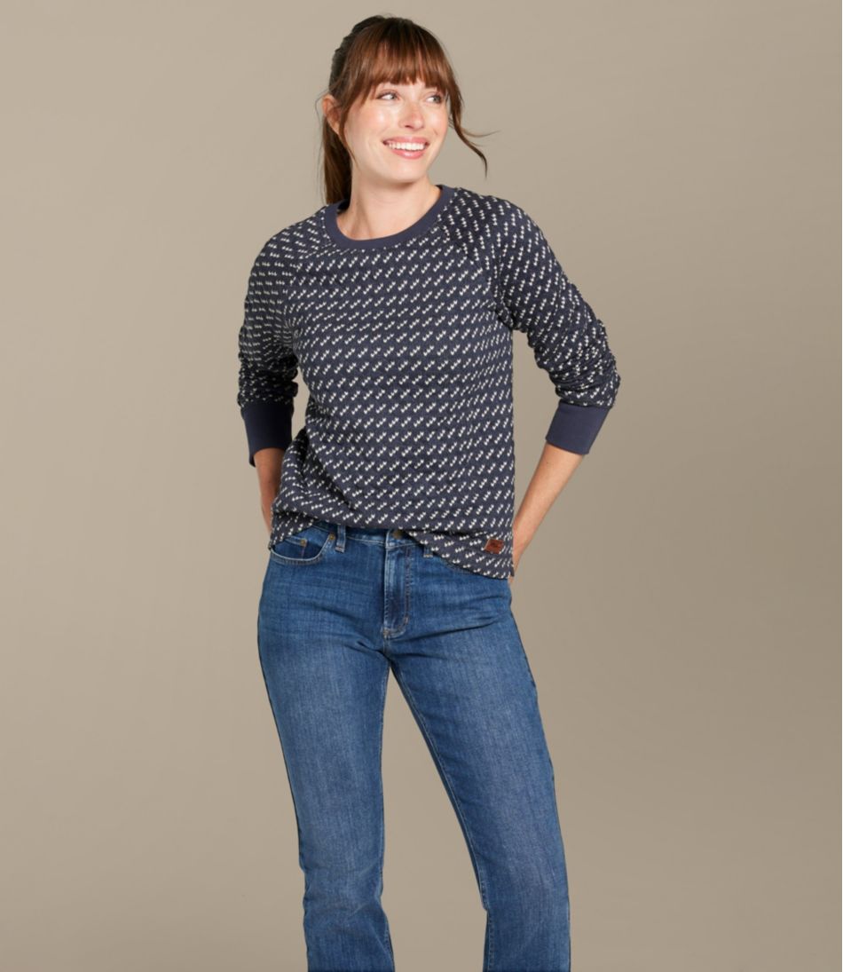 L.L.BeanWomen's Quilted Sweatshirt, Crewneck Pullover Print