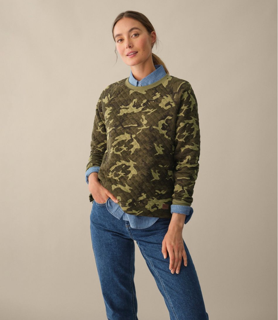 L.L.BeanWomen's Quilted Sweatshirt, Crewneck Pullover Print