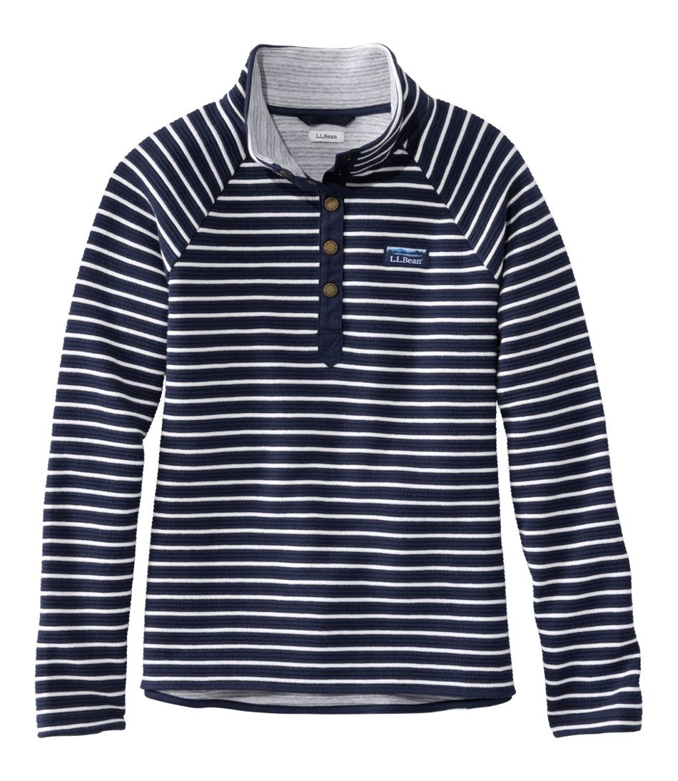 L.L.BeanWomen's Lakewashed Double-Knit Quarter-Snap, Stripe