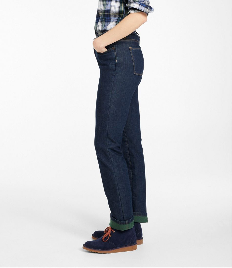 L.L.BeanWomen's True Shape Jeans, High-Rise Straight-Leg Fleece-Lined