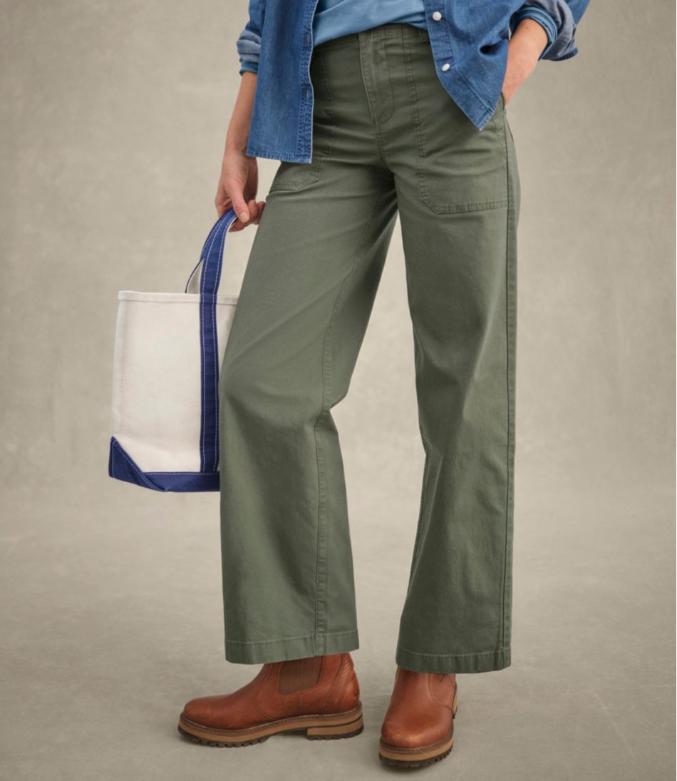 L.L.BeanWomen's 207 Vintage Cotton Canvas Pants, High-Rise Wide-Leg