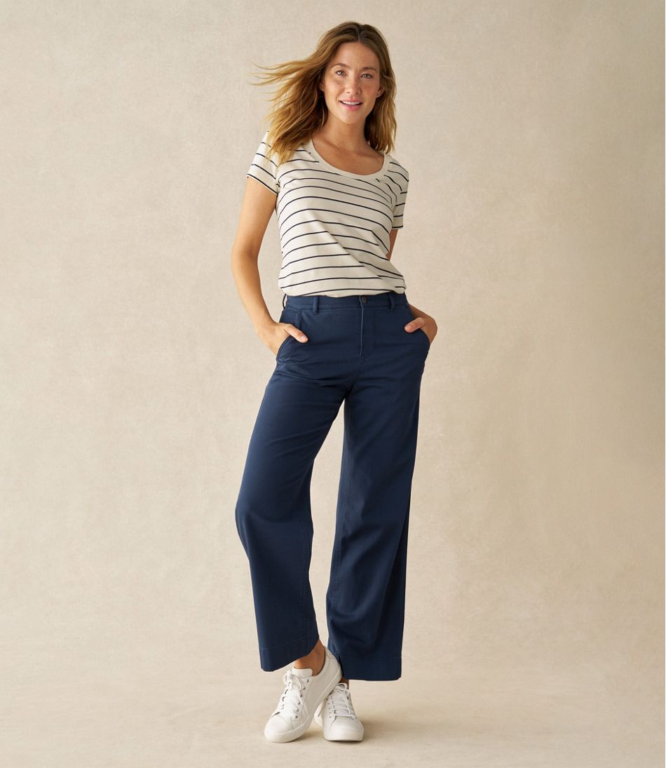 L.L.BeanWomen's Comfort Stretch Pants, Mid-Rise Wide-Leg Chino