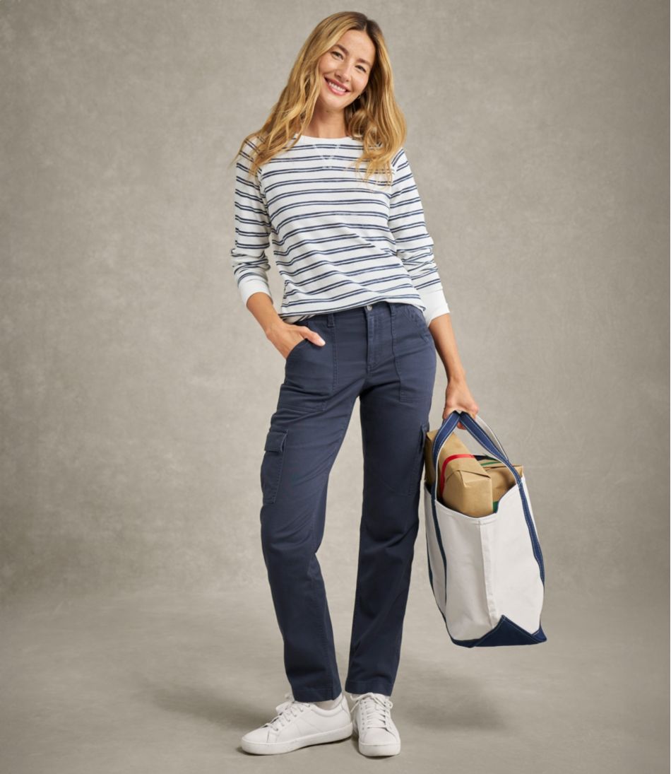 L.L.BeanWomen's Comfort Stretch Pants, Mid-Rise Straight-Leg Cargo