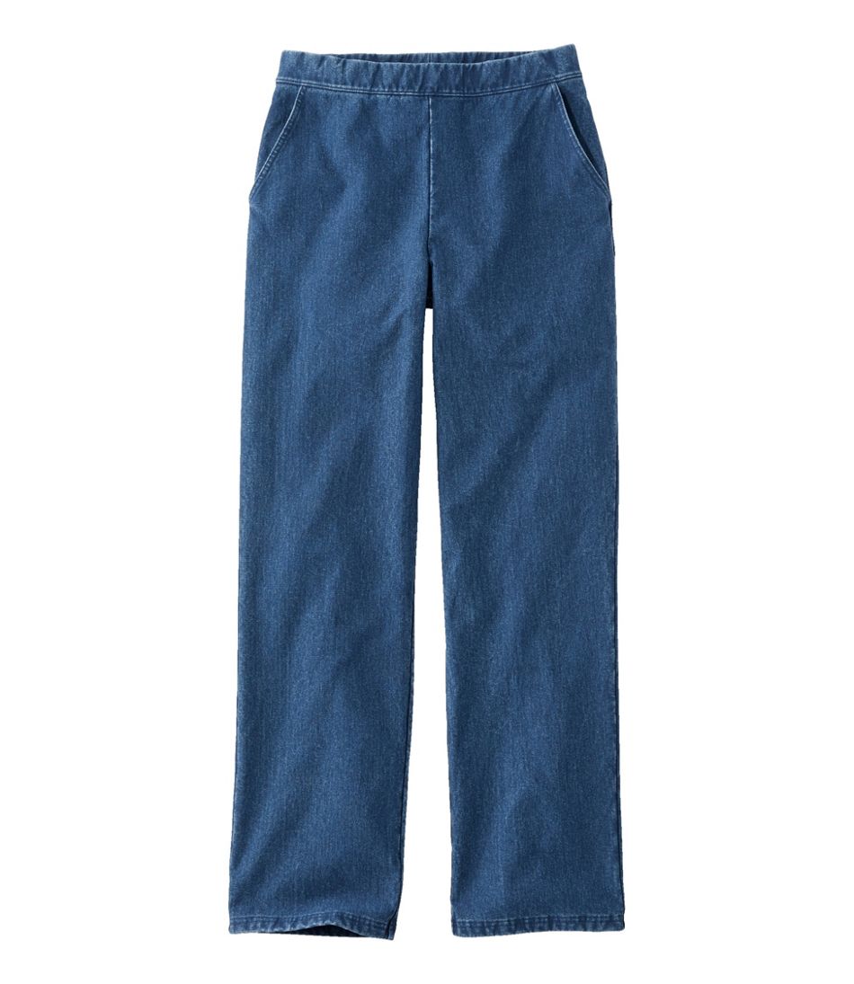 L.L.BeanWomen's Perfect Fit Pants, Denim Straight-Leg Fleece-Backed
