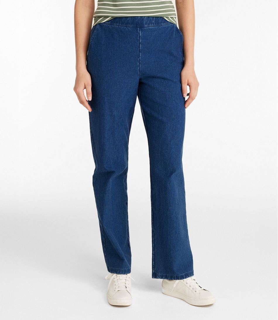 L.L.BeanWomen's Perfect Fit Pants, Denim Straight-Leg Fleece-Backed