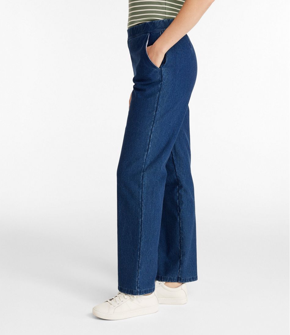 L.L.BeanWomen's Perfect Fit Pants, Denim Straight-Leg Fleece-Backed