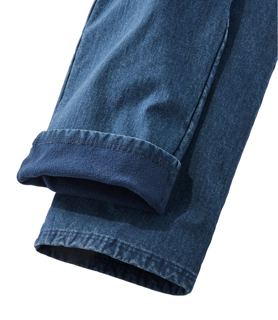 L.L.BeanWomen's Perfect Fit Pants, Denim Straight-Leg Fleece-Backed