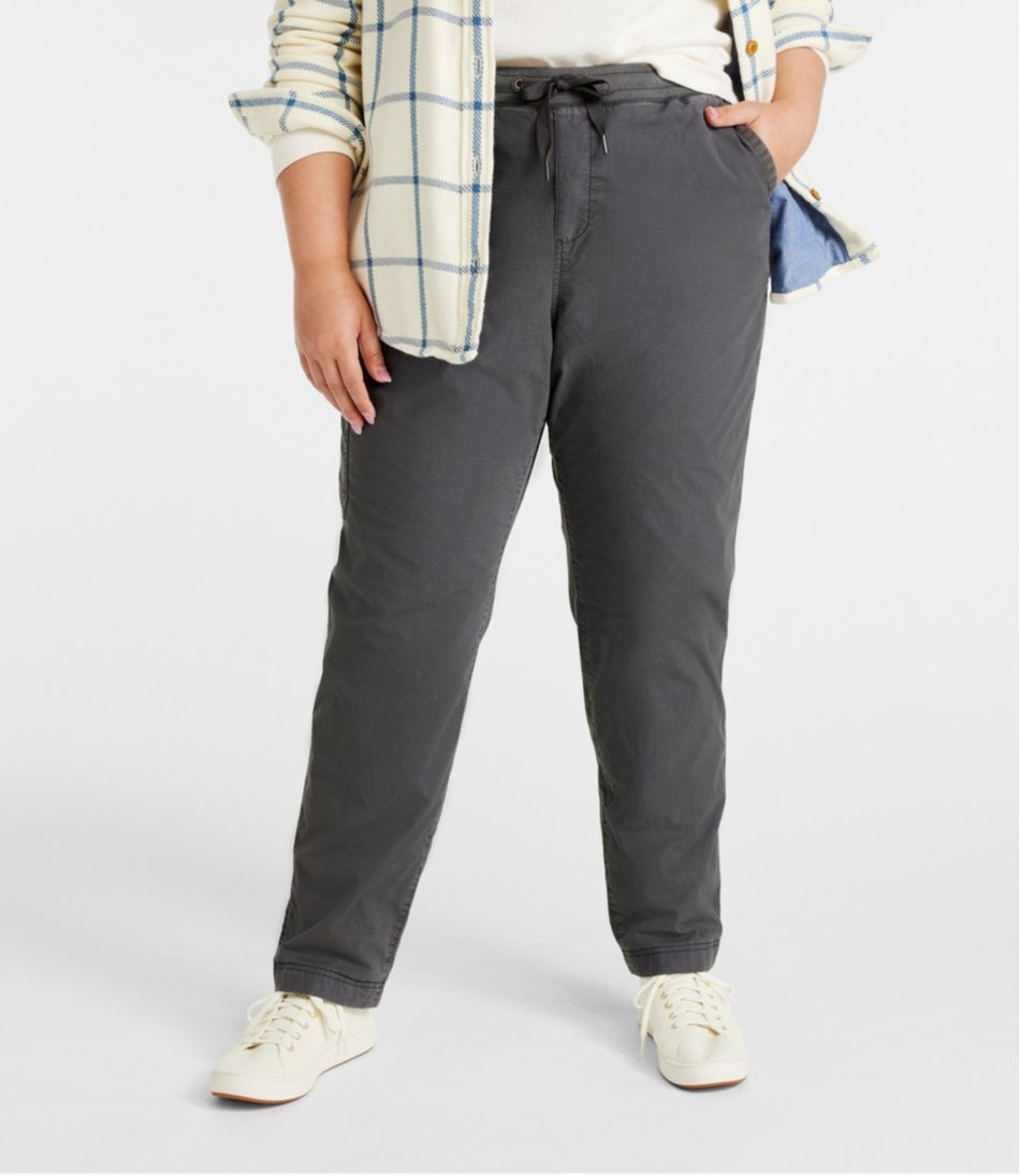 L.L.BeanWomen's Stretch Ripstop Pull-On Pants, Slim-Leg Fleece-Lined