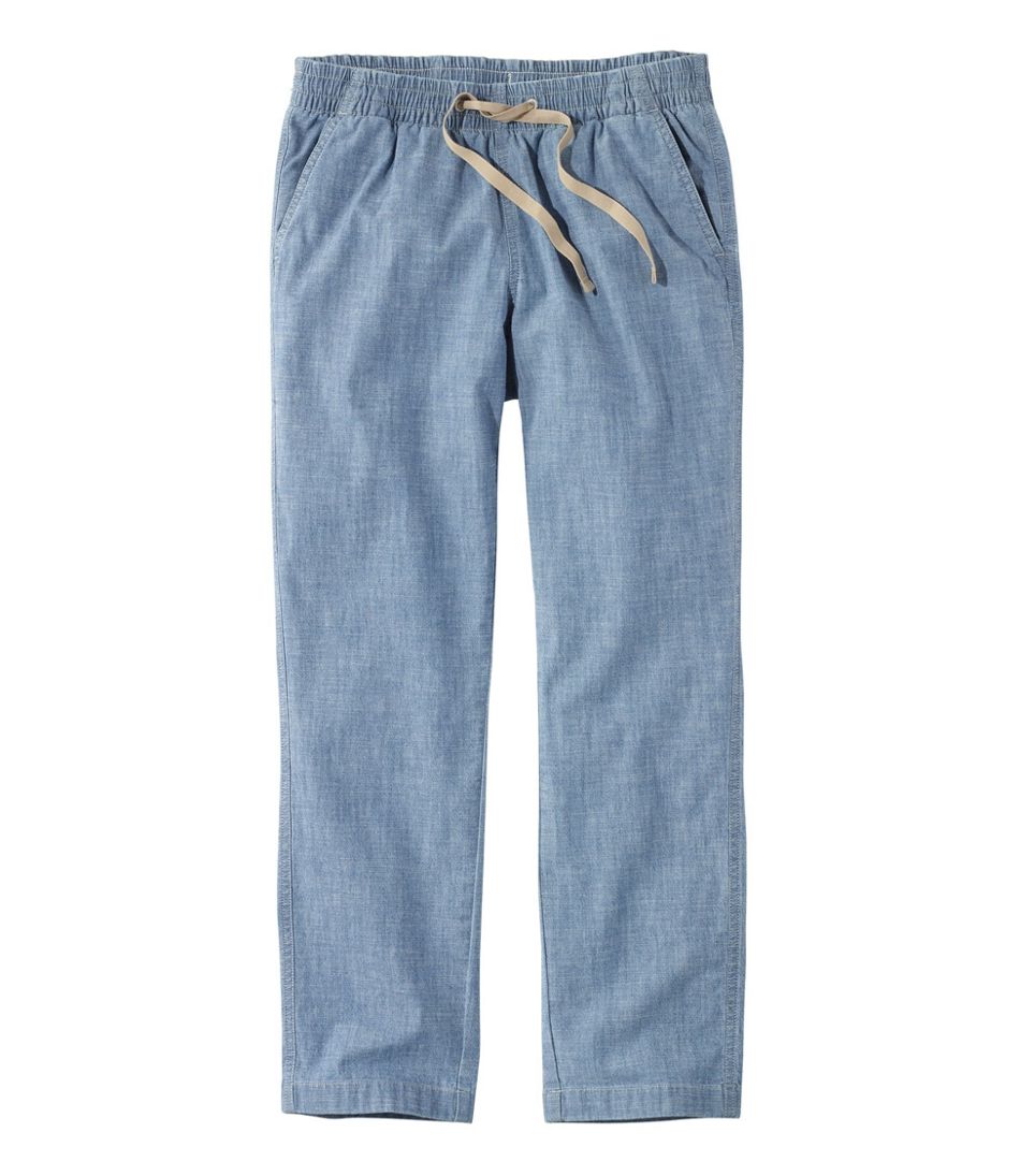 L.L.BeanWomen's Lakewashed Pull-On Chinos, Mid-Rise Chambray Ankle Pants