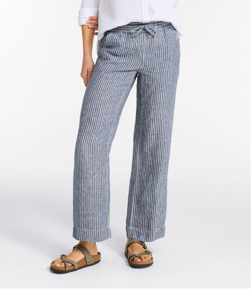 L.L.BeanWomen's Premium Washable Linen Pull-On Pants, Stripe