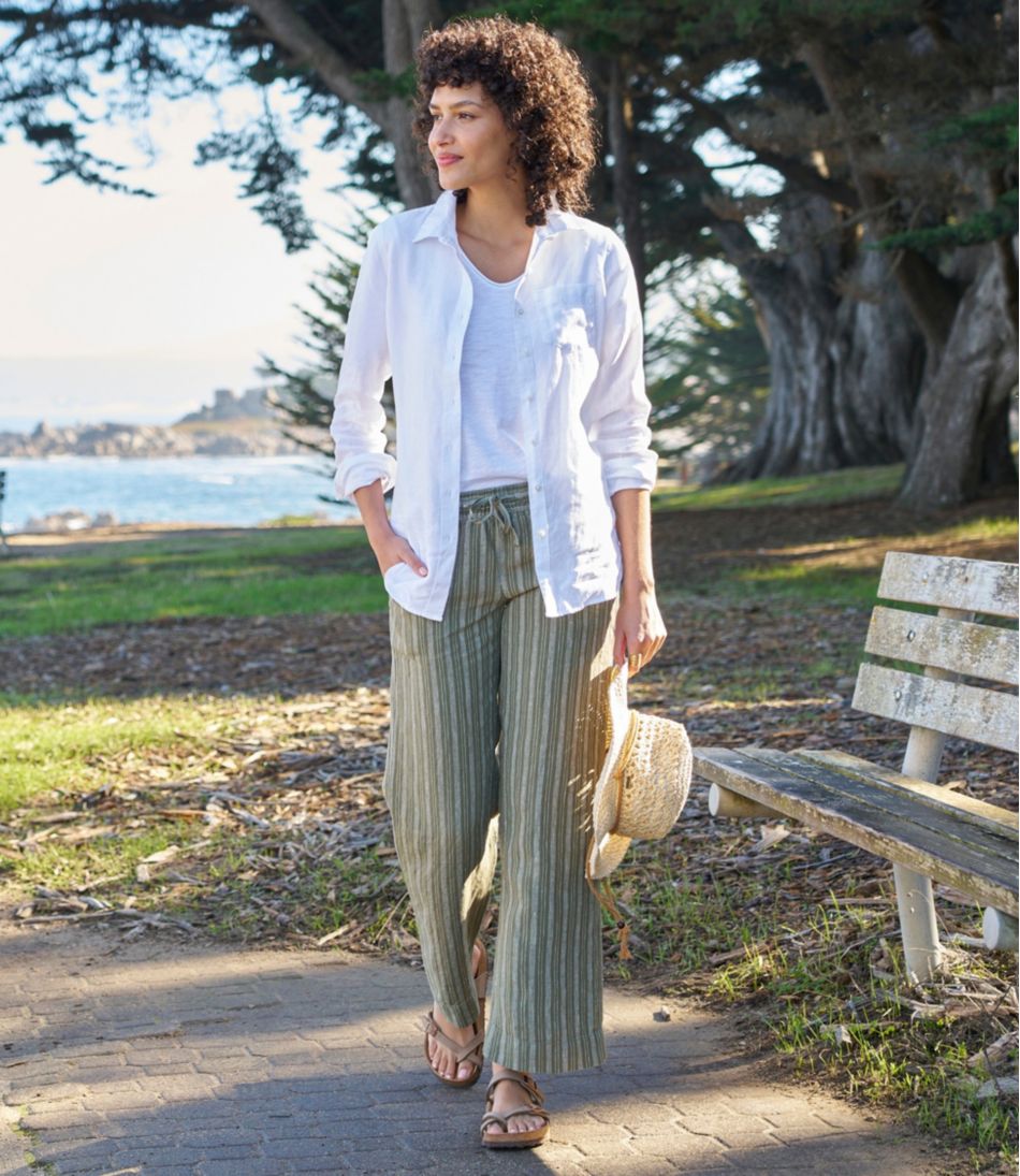 L.L.BeanWomen's Premium Washable Linen Pull-On Pants, Stripe