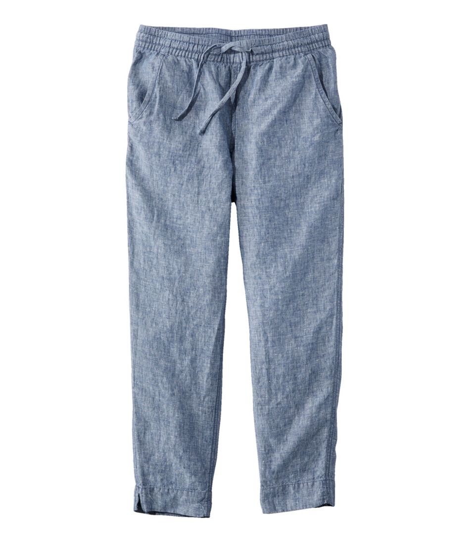 L.L.BeanWomen's Premium Linen Pull-On Ankle Pants, Mid-Rise Tapered-Leg