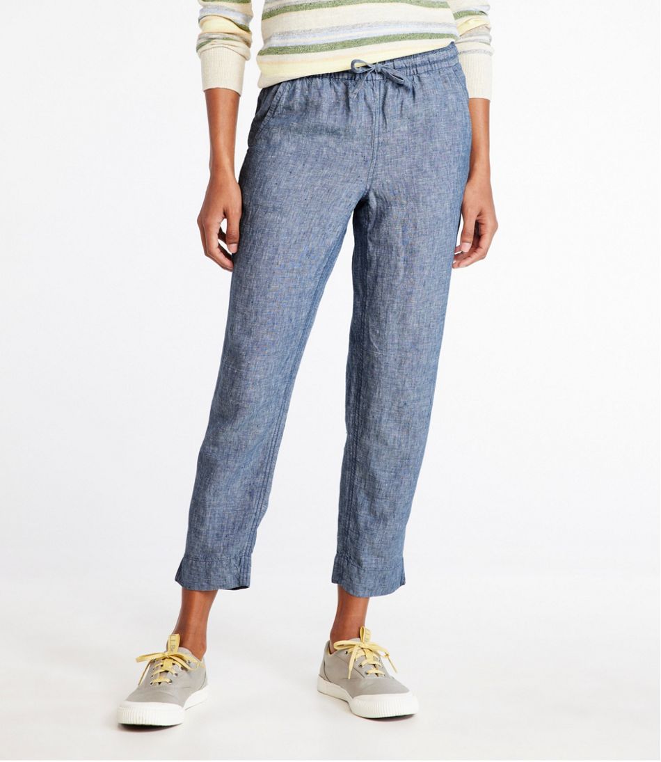 L.L.BeanWomen's Premium Linen Pull-On Ankle Pants, Mid-Rise Tapered-Leg