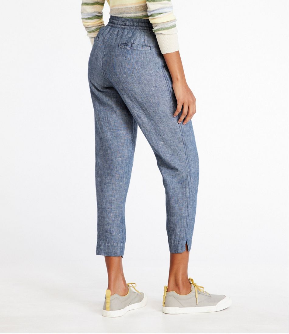 L.L.BeanWomen's Premium Linen Pull-On Ankle Pants, Mid-Rise Tapered-Leg