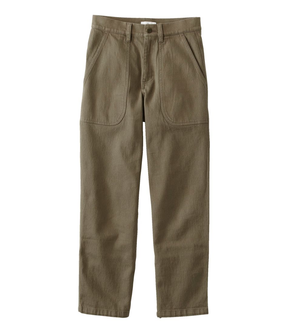 L.L.BeanWomen's Signature Washed Cotton Barrel Pants, High-Rise Tapered Leg