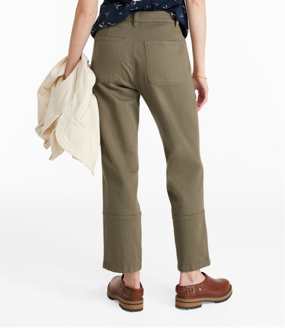 L.L.BeanWomen's Signature Washed Cotton Barrel Pants, High-Rise Tapered Leg