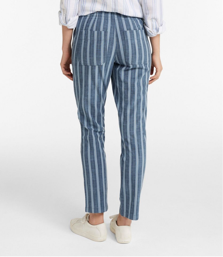 L.L.BeanWomen's Lakewashed Pull-On Chinos, Mid-Rise Tapered-Leg Chambray Ankle Pants