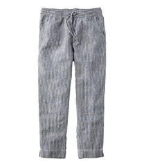L.L.BeanWomen's Premium Linen Pull-On Ankle Pants, Mid-Rise Tapered-Leg Stripe