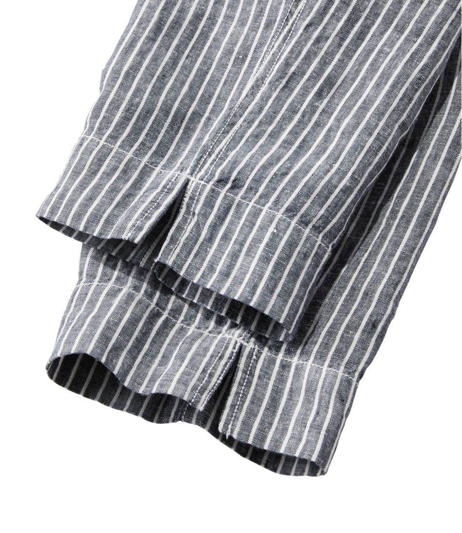 L.L.BeanWomen's Premium Linen Pull-On Ankle Pants, Mid-Rise Tapered-Leg Stripe