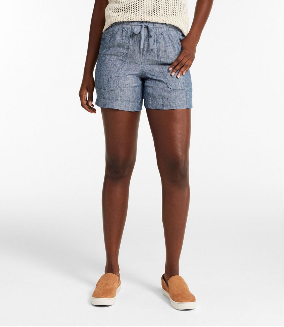 L.L.BeanWomen's Premium Washable Linen Shorts, Mid-Rise 6"