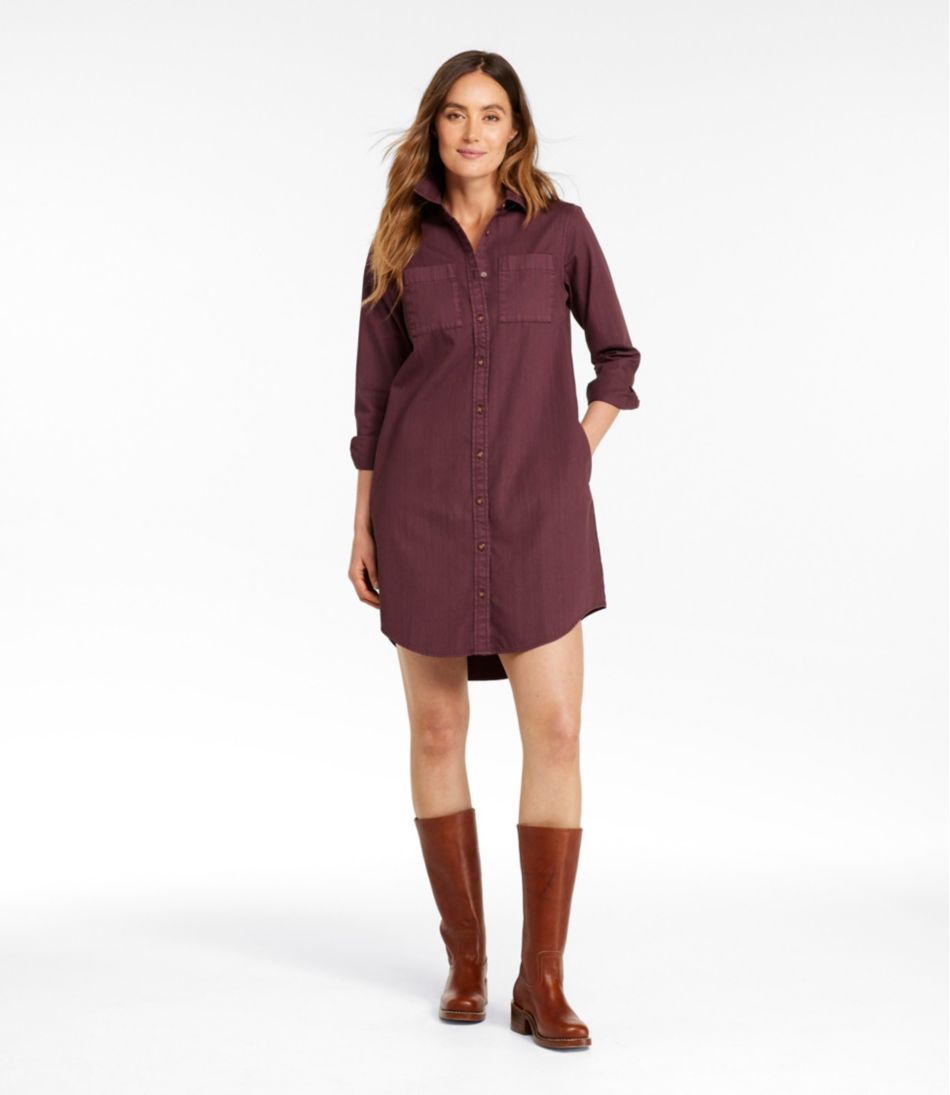 L.L.BeanWomen's L.L. Bean Heritage Washed Denim Shirt Dress, Garment-Dye
