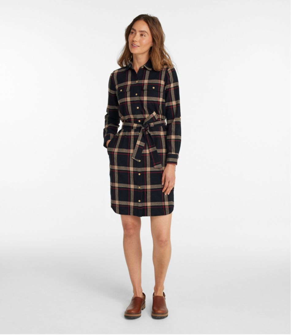 L.L.BeanWomen's Signature Camp Flannel Shirt Dress, Button-Front