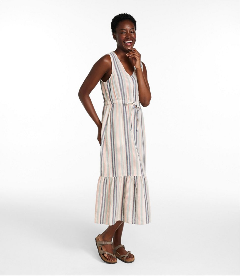 L.L.BeanWomen's Cloud Gauze Midi Dress, Stripe