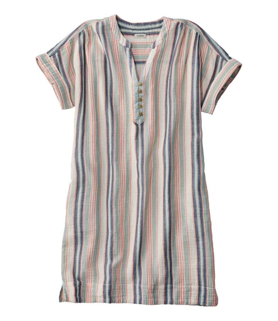 L.L.BeanWomen's Cloud Gauze Short-Sleeve Shift Dress, Stripe