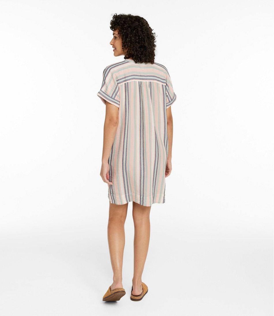 L.L.BeanWomen's Cloud Gauze Short-Sleeve Shift Dress, Stripe