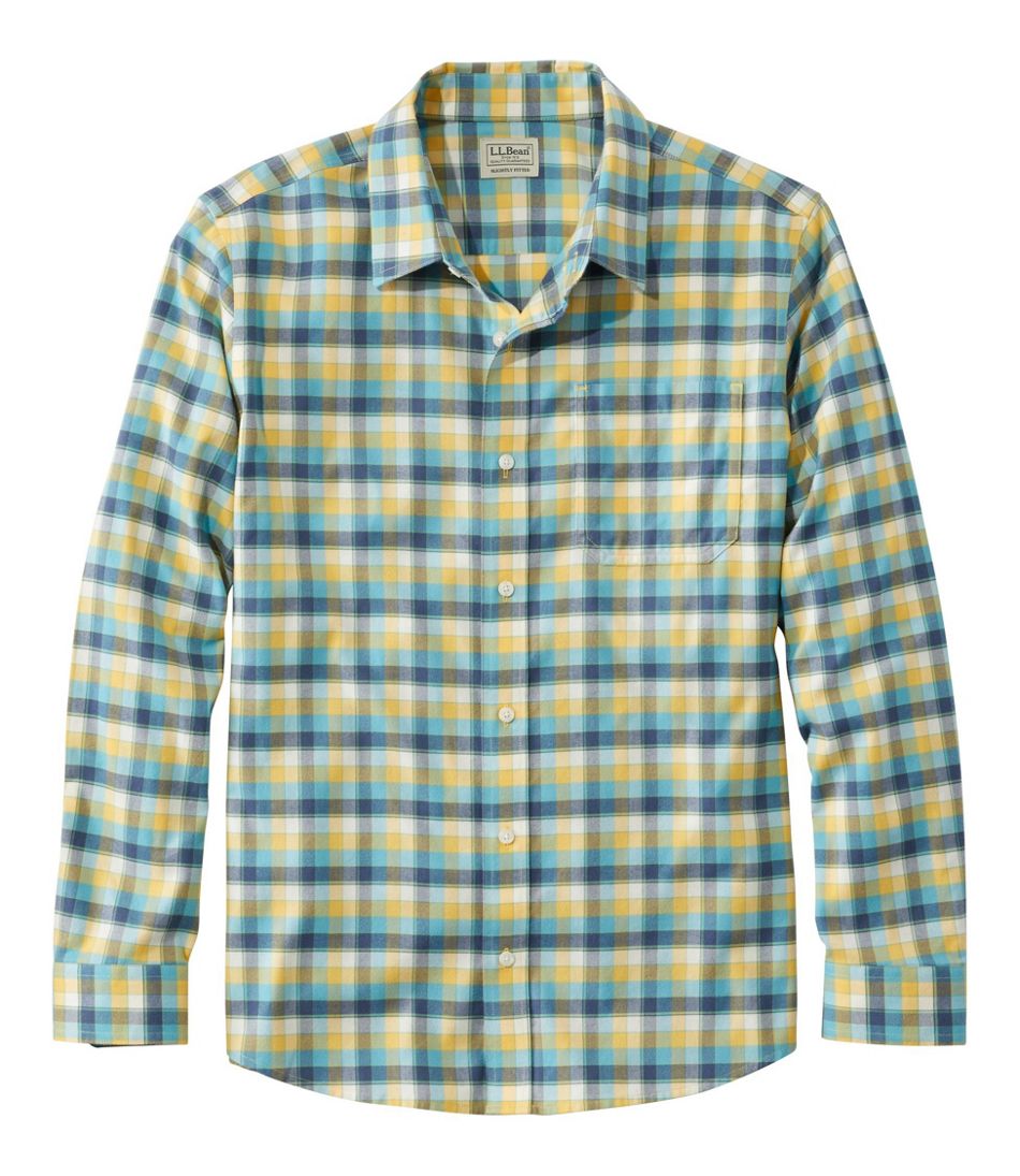 L.L.BeanMen's Wrinkle-Free Ultrasoft Brushed Cotton Shirt, Long-Sleeve, Slightly Fitted Untucked Fit