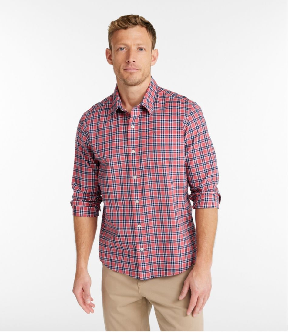 L.L.BeanMen's Wrinkle-Free Ultrasoft Brushed Cotton Shirt, Long-Sleeve, Slightly Fitted Untucked Fit