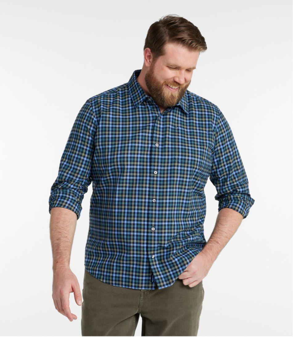 L.L.BeanMen's Wrinkle-Free Ultrasoft Brushed Cotton Shirt, Long-Sleeve, Slightly Fitted Untucked Fit