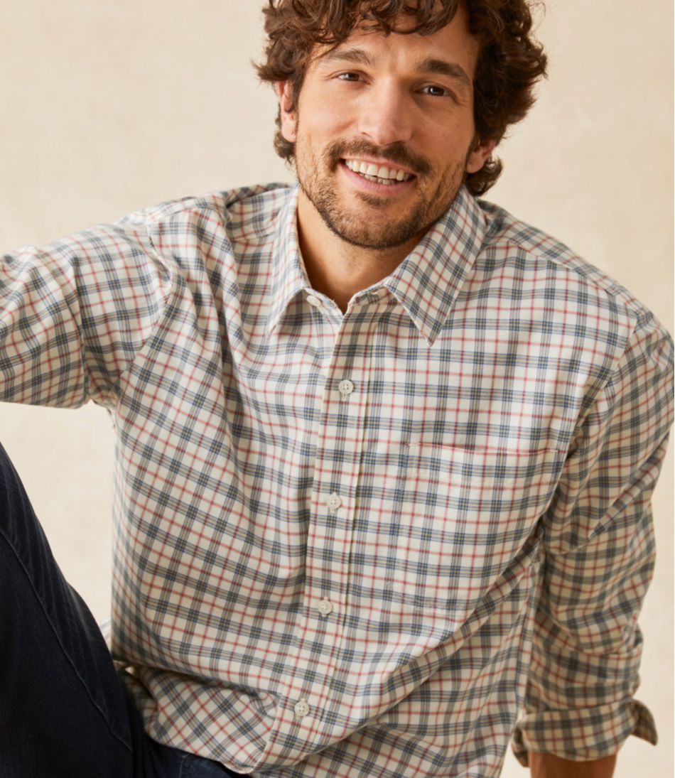 L.L.BeanMen's Wrinkle-Free Ultrasoft Brushed Cotton Shirt, Long-Sleeve, Slightly Fitted Untucked Fit
