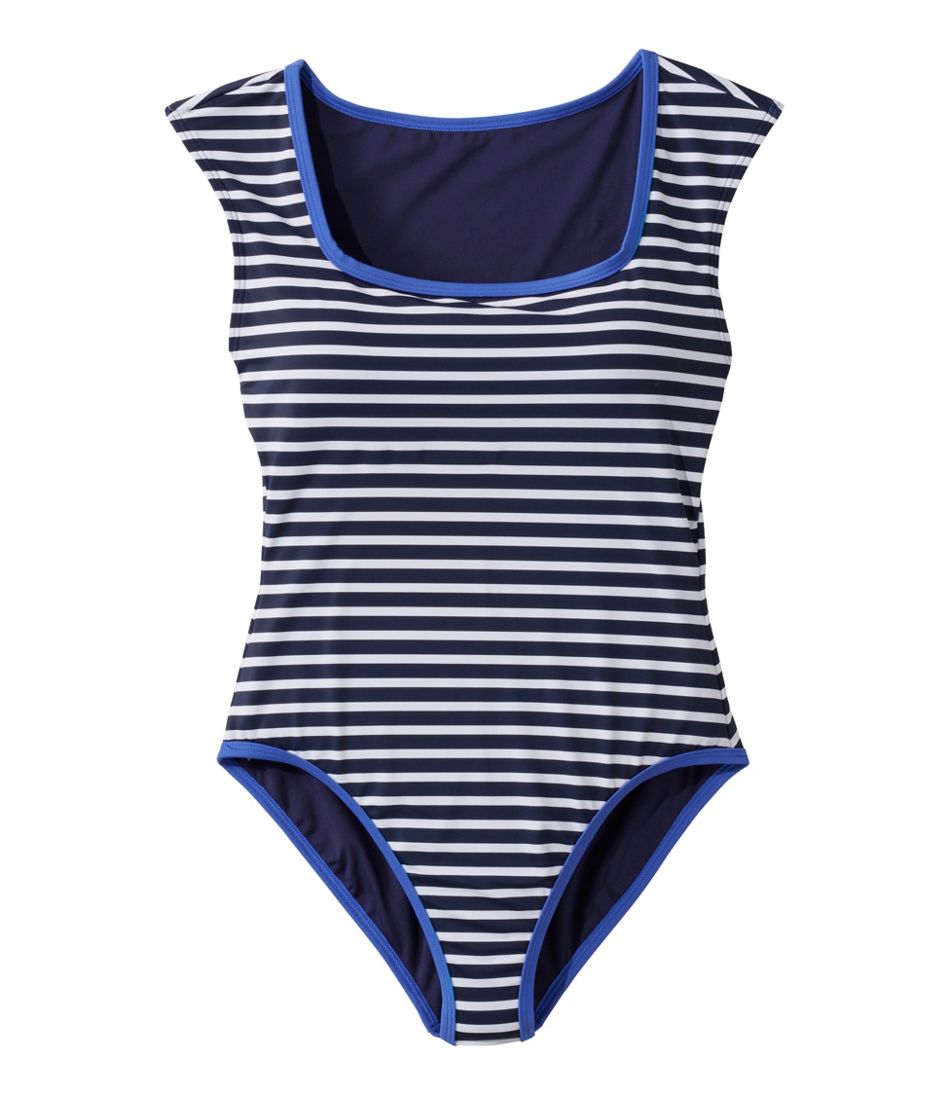 L.L.BeanWomen's Coastal Essentials Swimwear, Squareneck Tanksuit Print