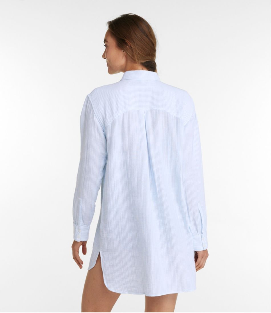 L.L.BeanWomen's Cloud Gauze Cover-Up Shirt, Stripe