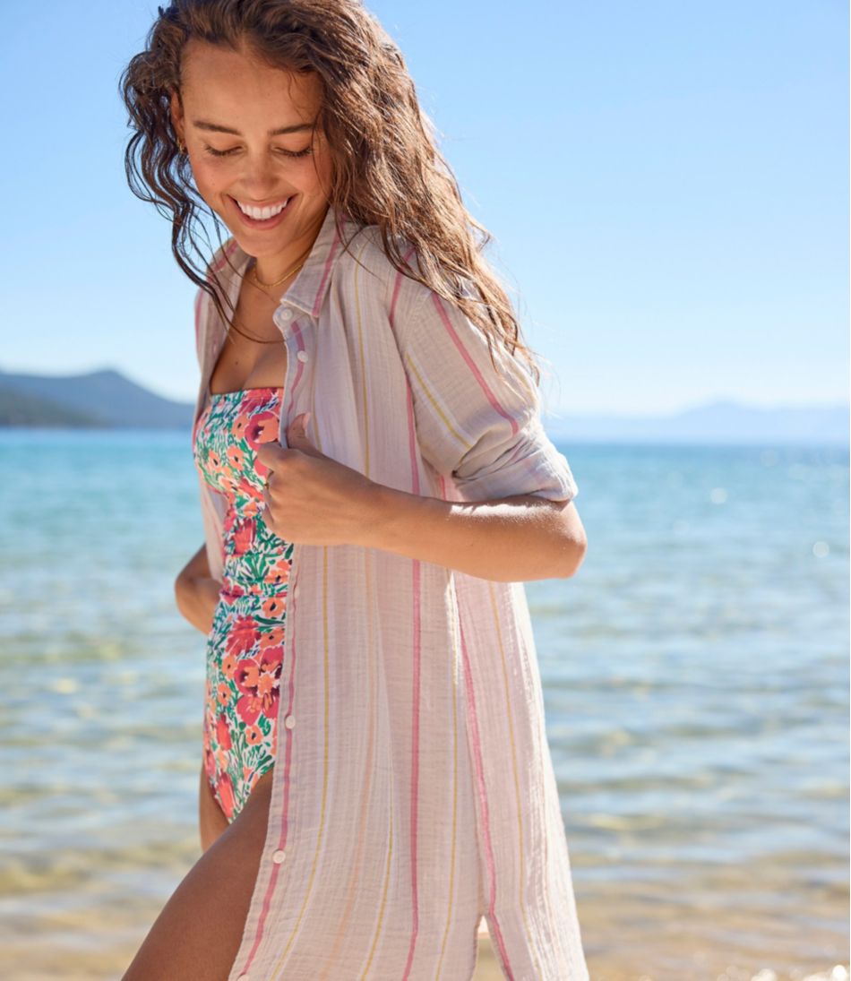 L.L.BeanWomen's Cloud Gauze Cover-Up Shirt, Stripe