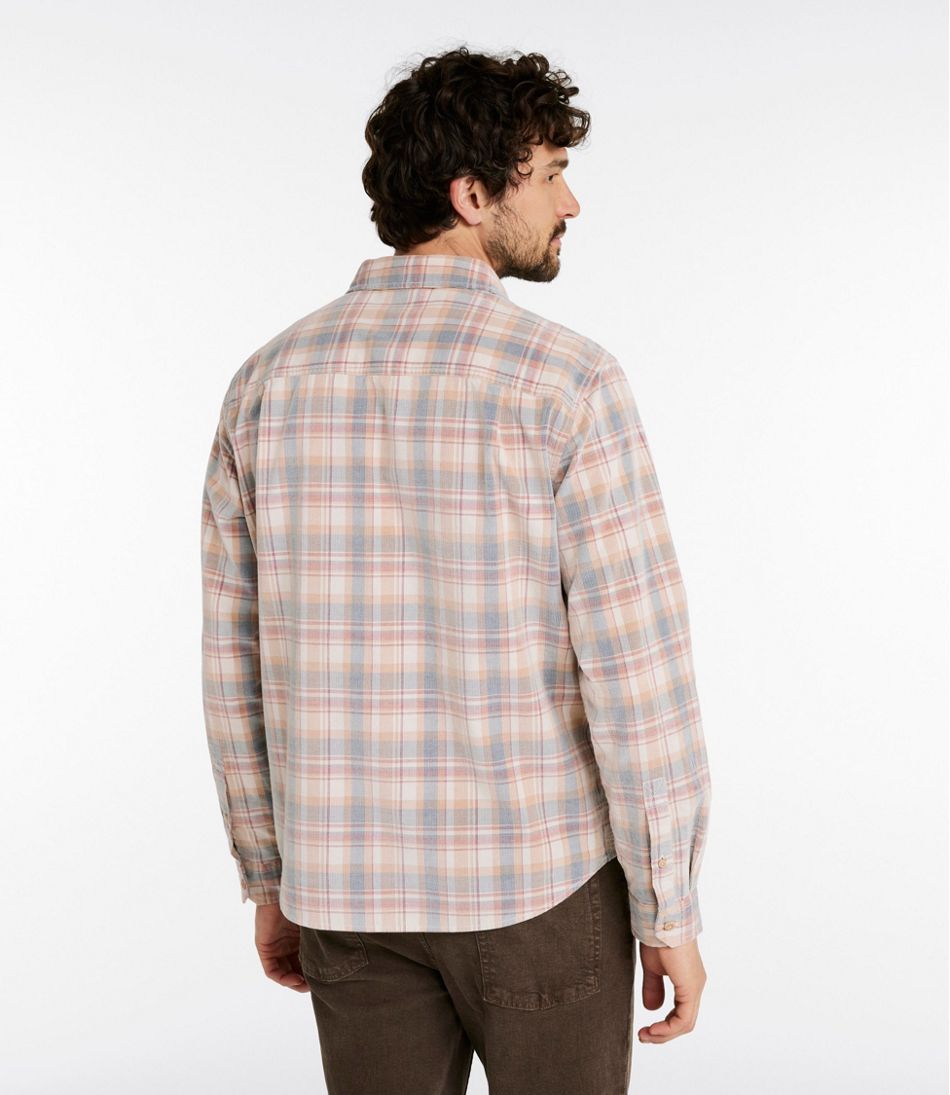 L.L.BeanMen's Sunwashed Corduroy Shirt, Slightly Fitted Untucked Fit, Plaid