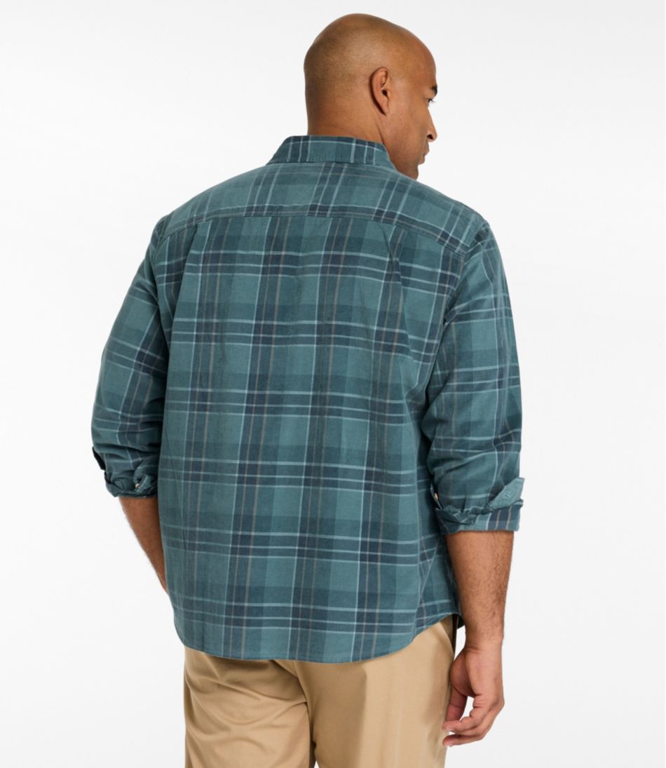 L.L.BeanMen's Sunwashed Corduroy Shirt, Slightly Fitted Untucked Fit, Plaid