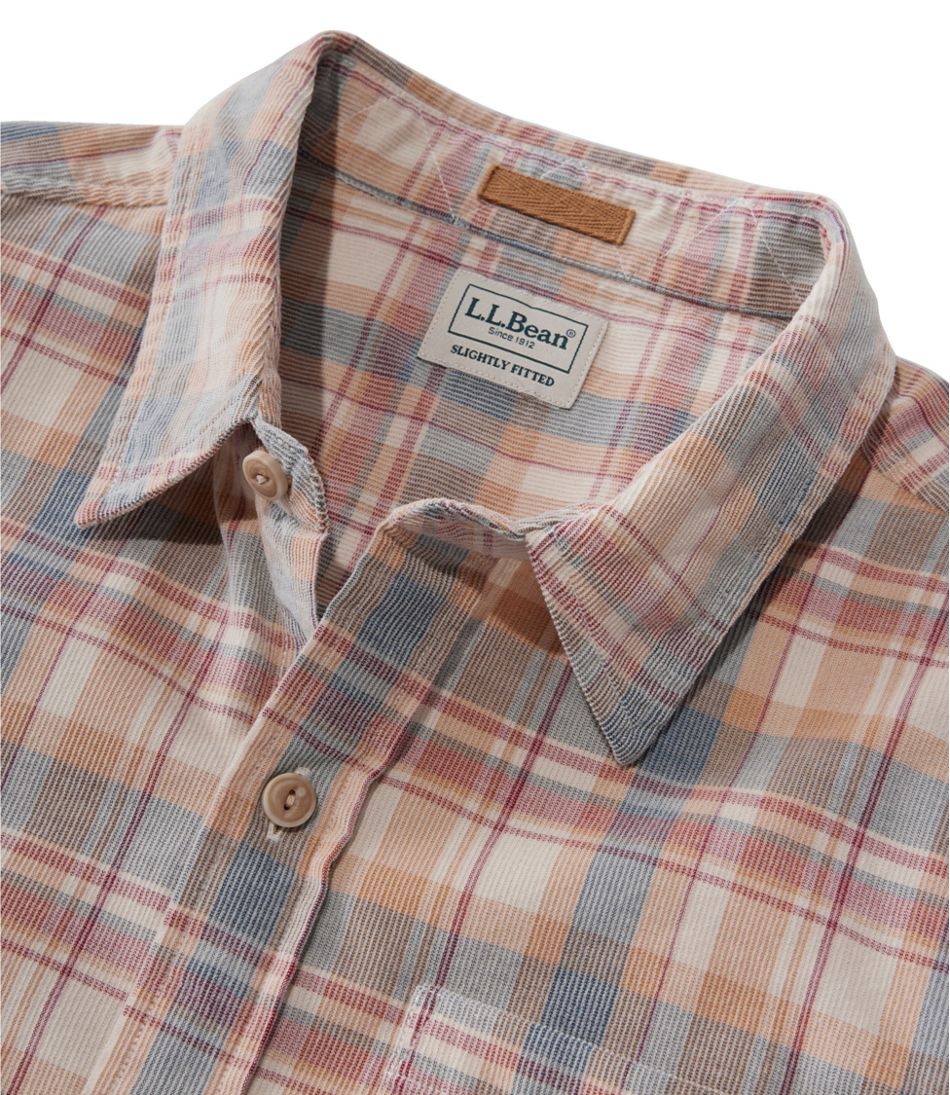 L.L.BeanMen's Sunwashed Corduroy Shirt, Slightly Fitted Untucked Fit, Plaid