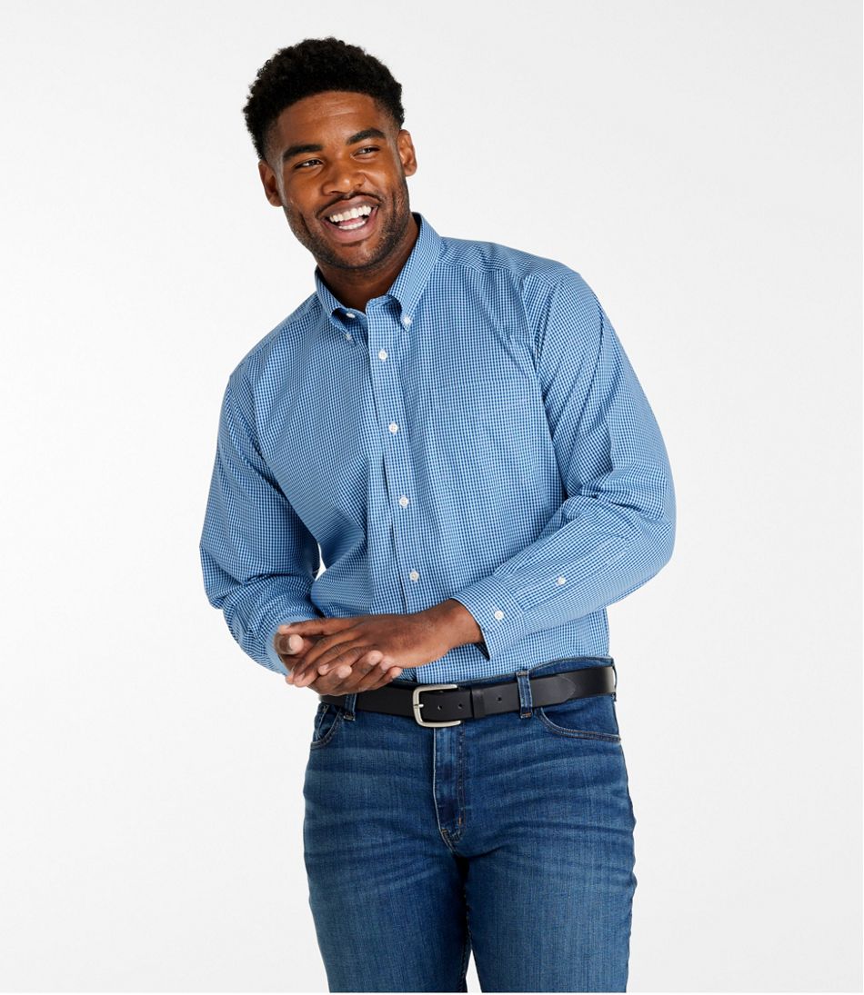 L.L.BeanMen's Wrinkle-Free Pinpoint Oxford Cloth Shirt, Traditional Fit Tattersall