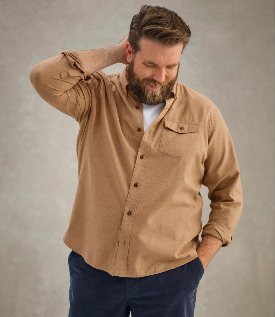 L.L.BeanMen's Brushed Jaspé Twill Shirt, Traditional Untucked Fit