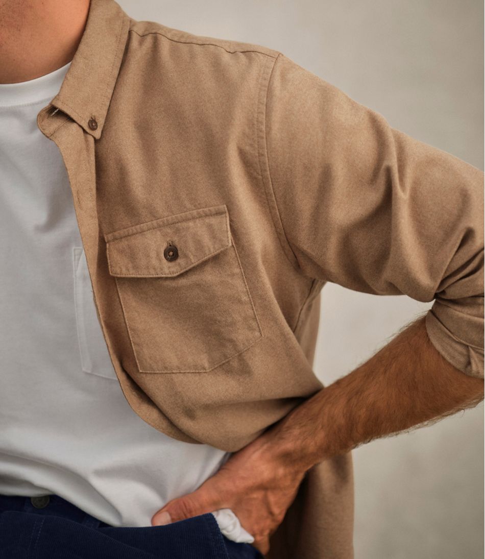 L.L.BeanMen's Brushed Jaspé Twill Shirt, Traditional Untucked Fit