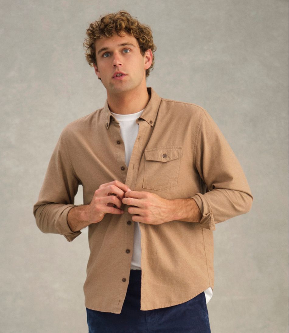 L.L.BeanMen's Brushed Jaspé Twill Shirt, Traditional Untucked Fit