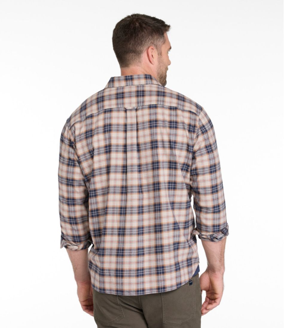 L.L.BeanMen's Brushed Jaspé Twill Shirt, Plaid, Traditional Untucked Fit